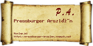 Pressburger Arszlán névjegykártya
